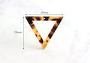 2 Upside Down Open Triange Pendants, Tortoiseshell, Acetate Plastic, 37 x 32mm