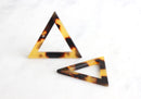 2 Upside Down Open Triange Pendants, Tortoiseshell, Acetate Plastic, 37 x 32mm