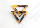 2 Upside Down Open Triange Pendants, Tortoiseshell, Acetate Plastic, 37 x 32mm