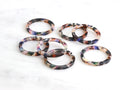 4 Thin Ring Connectors, 1.1" Inch, Multicolor Tortoise Shell Links, Colorful Resin Charms for Earrings, Rainbow Plastic Beads, RG091-27-KMC