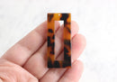 2 Tortoise Shell Rectangle Window Beads, 50mm Long Flat Rectangle Blank Tortoise Acrylic Earring Blank Keychain, Tortoise Charms DX006-50-TT
