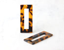2 Tortoise Shell Rectangle Window Beads, 50mm Long Flat Rectangle Blank Tortoise Acrylic Earring Blank Keychain, Tortoise Charms DX006-50-TT