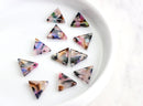 4 Tiny Triangle Drop, 12mm Triangle Disc, Colorful Small Triangle Charm Tortoise Shell Bead Blank Rainbow Marble Resin Pour TR002-12-KMC