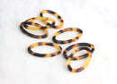 4 Oval Acrylic Charms 33mm, Tortoise Shell Jewelry Supply, Large Oval Circles, Oval Hoops, Plastic Tortoise Links Ring Flat Oval VG004-33-TT