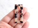2 White Marble Rectangle Charms 50mm x 21mm, Acrylic Blank Tag Tortoise Shell, Large Flat Rectangle Ring, Plastic Tortoiseshell, DX007-50-WT