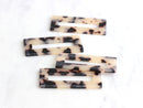 2 White Marble Rectangle Charms 50mm x 21mm, Acrylic Blank Tag Tortoise Shell, Large Flat Rectangle Ring, Plastic Tortoiseshell, DX007-50-WT