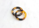 4 Simple Ring Links in Tortoise Shell, No Hole, Cellulose Acetate, Great for Chain Making, 20mm