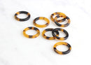 4 Simple Ring Links in Tortoise Shell, No Hole, Cellulose Acetate, Great for Chain Making, 20mm