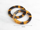 2 Tortoise Links Hoops, 41mm Acrylic Plastic Tortoise Shell Rings Supplies Findings Earring Parts Large Donut Circle Open Disc, RG001-41-TT