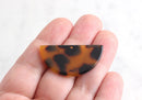 2 Tortoise Shell Half Circle Pendants, Cellulose Acetate, 37 x 18mm