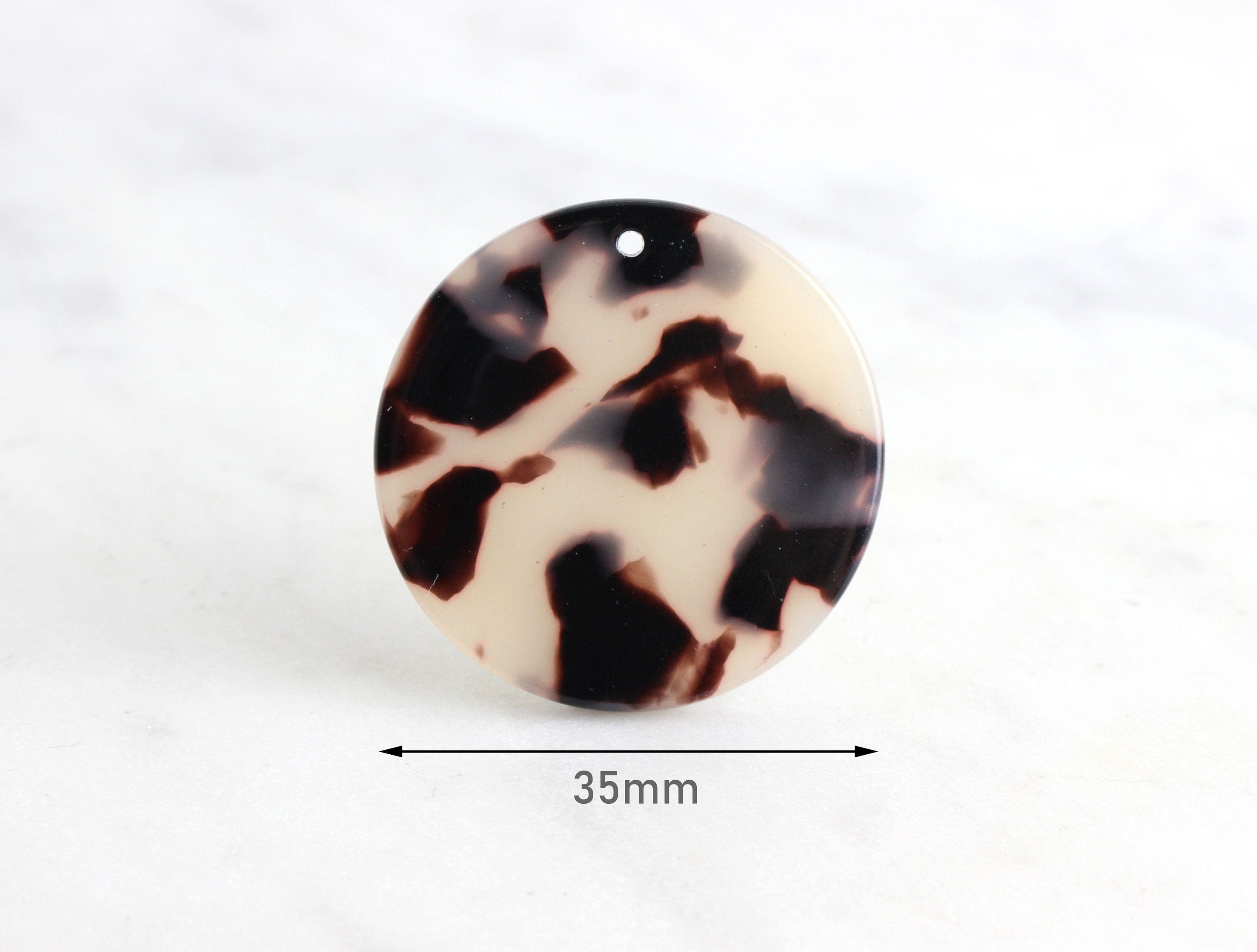 4 Blonde Tortoise Shell Circle Pendant, Great for Earring Blanks, Cell