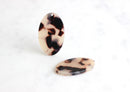 4 Large Flat Oval Charms, Light Blonde Tortoise Shell, Round Discs, Cellulose Acetate, 33 x 20mm