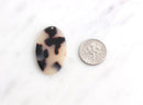 4 Large Flat Oval Charms, Light Blonde Tortoise Shell, Round Discs, Cellulose Acetate, 33 x 20mm