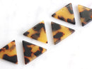 4 Upside Down Triangle Charms, Tortoiseshell, Cellulose Acetate, 23 x 20mm