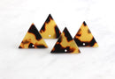 4 Upside Down Triangle Charms, Tortoiseshell, Cellulose Acetate, 23 x 20mm