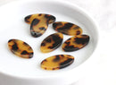 4 Oval Link Connectors with 2 Holes, Tortoise Shell, 27 x 14mm