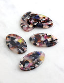 4 Large Oval Charms 33mm, Imitation Tortoise Shell Supply Colorful Acrylic Oval Disc Celluloid Acetate Tortoise Blue Pink Black VG011-33-KMC