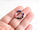 4 Colorful Connector Rings 20mm, Rainbow Marble Donut Beads, Small Ring Links Middle Hole, Flat Edge Ring Resin Multicolor, RG016-20-KMC