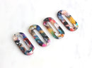 4 Colorful Marble Oval Connectors with 1mm Hole, Closed Rings Small Oval Charm Acrylic Chain Links, Top Drilled Beads Tropical, VG012-30-DMC