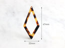 2 Large Chandelier Diamond Links 47mm, Tortoiseshell Earrings Findings Acetate Pendant Tortoise, Plastic Diamond Shape Beads, DX010-47-TT