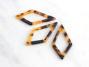 2 Large Chandelier Diamond Links 47mm, Tortoiseshell Earrings Findings Acetate Pendant Tortoise, Plastic Diamond Shape Beads, DX010-47-TT