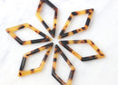 2 Large Chandelier Diamond Links 47mm, Tortoiseshell Earrings Findings Acetate Pendant Tortoise, Plastic Diamond Shape Beads, DX010-47-TT