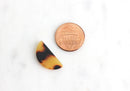 4 Small Half Circle Pendants in Tortoise Shell, Bottom Hole, Earring Blanks Acrylic Crescent, Flat Semi-Circle Beads Half Discs, CN017-21-TT