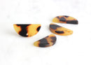 4 Small Half Circle Pendants in Tortoise Shell, Bottom Hole, Earring Blanks Acrylic Crescent, Flat Semi-Circle Beads Half Discs, CN017-21-TT