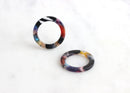 4 Colorful Ring Links 20mm, Water Marble Multicolor Tortoise Shell Findings, Flat Edge Rings Beads Hoop Links Closed Jump Rings RG024-20-DMC