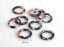 4 Colorful Ring Links 20mm, Water Marble Multicolor Tortoise Shell Findings, Flat Edge Rings Beads Hoop Links Closed Jump Rings RG024-20-DMC