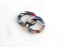 4 Colorful Ring Links 20mm, Water Marble Multicolor Tortoise Shell Findings, Flat Edge Rings Beads Hoop Links Closed Jump Rings RG024-20-DMC