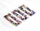 2 Large Rectangle Pendants in Multicolor Tortoise Shell, Cellulose Acetate, 50 x 21.5mm