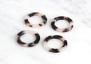 4 White Tortoise Shell Links 2 Holes, Tortoise Chain Links Acetate, Large Rings 25mm Circle Connector Acrylic Round Hoop Bead, RG025-24-WT