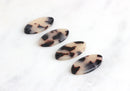 4 Oval Connector Links with Two Holes, Blonde Tortoise Shell, Cellulose Acetate, 27 x 14mm