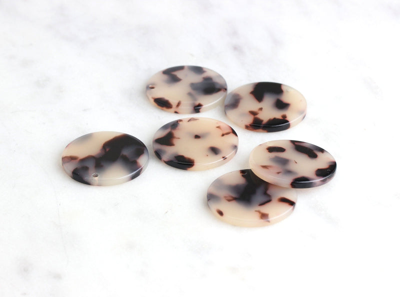 4 Flat Round Charms Circles 24mm, Ash Blonde Tortoise Shell Supply, Plastic Charms Acetate Necklace Acrylic Earring Blank Tags, CN024-24-WT