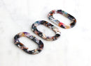 2 Colourful Earring Charms, Retro Tortoise Shell Hoops Oval, Acetate Black Oval Bead Large Oval Connectors DIY Jewelry Supply VG014-44-DMC