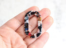 2 Colourful Earring Charms, Retro Tortoise Shell Hoops Oval, Acetate Black Oval Bead Large Oval Connectors DIY Jewelry Supply VG014-44-DMC