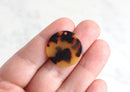 4 Round Tag Beads Tortoise Shell Findings Acetate Dangles, Tiger Stripes Beads, Tortoise Acetate Marble Acrylic Keychain Blanks, CN025-24-TT