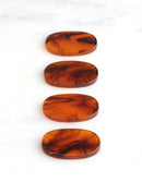 4 Small Tortoiseshell Drops 24mm, Acetate Red Tortoise Drops Lasercut Acrylic Charm Oval Shaped Orange Lucite Bead Earring Blank VG015-24-AM