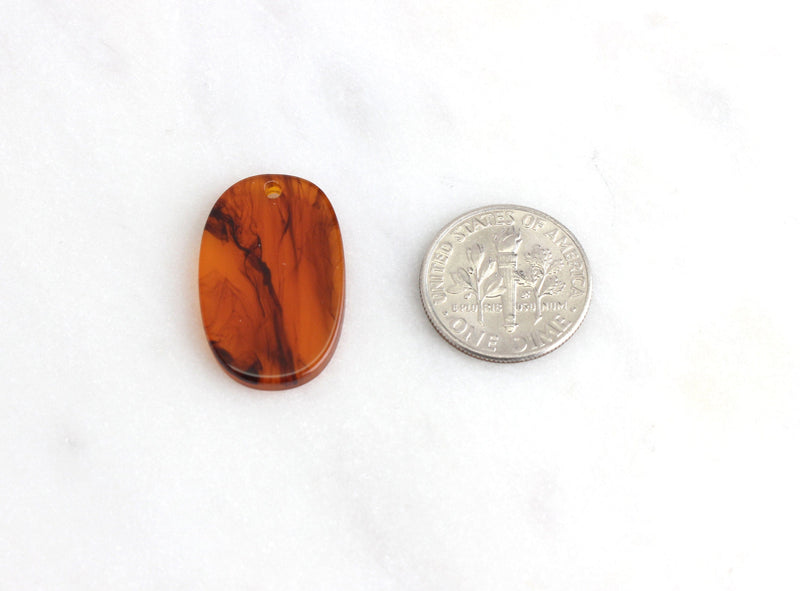4 Small Tortoiseshell Drops 24mm, Acetate Red Tortoise Drops Lasercut Acrylic Charm Oval Shaped Orange Lucite Bead Earring Blank VG015-24-AM