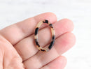 4 White Tortoise Shell Oval Hoops Findings, Faux Turtle Shell, Beige Tortoise Pattern, Black and White Marble Connector Big Oval VG016-33-WT