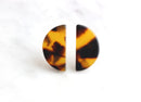 4 Tortoise Shell Stud Earrings Parts 20x10 mm, Acrylic Tortoise Blanks Earrings Acetate, Half Moon Discs Small Half Circle Stud LAK003-20-TT
