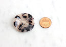 2 Large Wavy Disc Charms, Blonde Tortoisehsell, Cellulose Acetate, 34mm