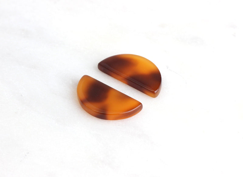 4 Red Tortoise Shell Half Round Cabochon 20x10mm, Cellulose Acetate Red Marble Resin Slab Tortoiseshell Earring Half Moon Shape LAK005-20-FT