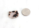 2 Cat Face Charms in White Tortoise Shell, Kawaii Cat Beads Kitty Charms Cat Lady Jewelry, Small Cat Tag, Black and White Marble XY002-21-WT
