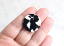 4 White and Black Marble Circles 25mm Diameter Round Coins Big Round Earrings Oversized Acetate Tortoise Shell Flat Disc Beads LAK007-25-BW