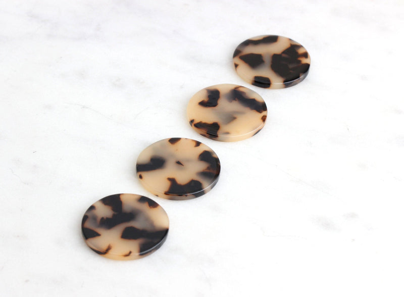 4 Desert Tortoise Shell Flat Circles Discs, Plastic Discs Undrilled Beads Desert Turtle Shell Cellulose Acetate Acrylic Pendant LAK009-25-BT