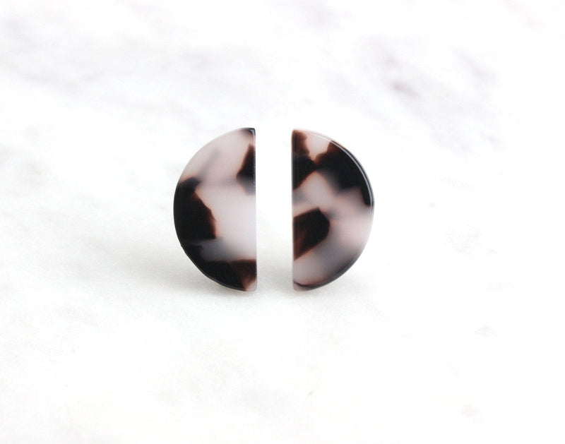 4 Tiny Half Moon Blanks, Ash Blonde Tortoise Shell, Great for Lunar Phases Jewelry, 20 x 10mm
