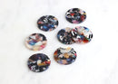 4 Flat Discs in Dark Rainbow Ombre, Flat Round Drops Cellulose Acetate Earrings Blanks Resin Colorful Charms Black Marble Slab LAK013-25-DMC