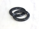4 Large Oval Ring Connectors in Black Marble, Acrylic Plastic O-Rings, 37 x 18mm